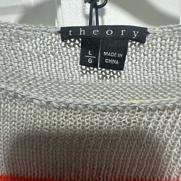 Theory Women's 100% Linen Colorblock Orange and Gray Shirt Size Large NWOT - Picture 3 of 3